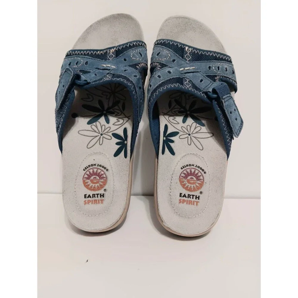 Gelron 2000 Earth Spirt Blue Leather  Sandals Women's Sz 6